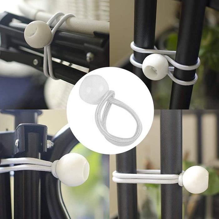 CoverUp! 25 Tendeurs De Bâche Avec Boule - Sangles Élastiques Réutilisables Pour Bannières, Tentes & Pavillons (Blanc)