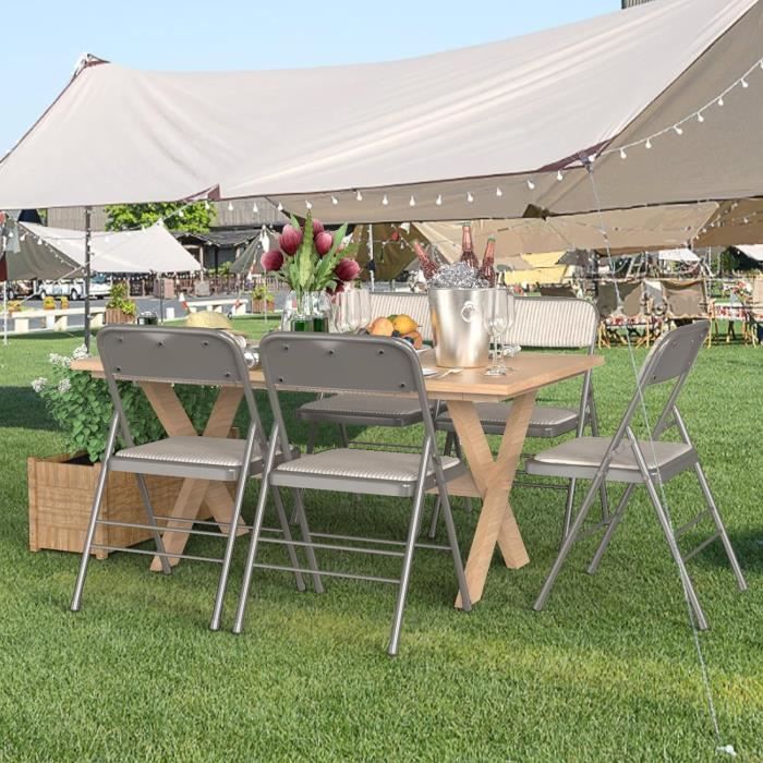 Lot de 4 Chaises Pliantes en Simili Cuir Pieds Chromés Luxe – Design Moderne pour Cuisine/Bureau