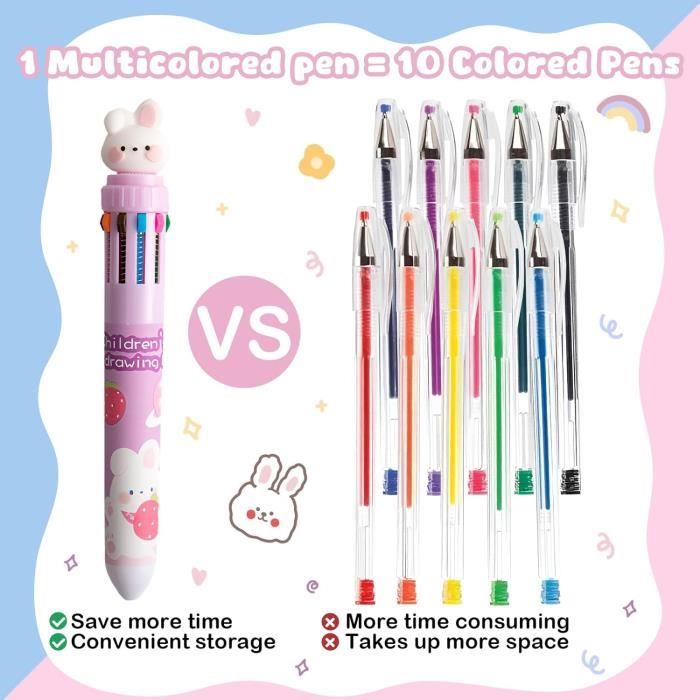Kit Dessin Géométrique Multifonction 20 Pièces – 10 Règles Et 10 Stylos Bille Multicolores, Cadeau Anniversaire Enfant (créatif Et Pédagogique)