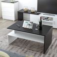 Table Basse de Salon Design Table de Salon en Bois Moderne avec Rangement 90x50x43CM (Noir et Blanche)-3