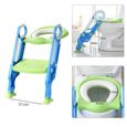 Reducteur de WC Pliable et Réglable Siège de Toilette Enfant Bébés Escalier Toilette avec Échelle Marche Bleu et Vert-3