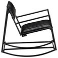 Haute qualité - Chaise à bascule Style Contemporain Fauteuil à bascule Noir Cuir véritable-3