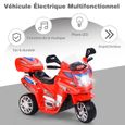 GOPLUS Moto Électrique pour Enfants 37-84 Mois à 3 Roues,Moto Scooter 6V 3 KM/h avec Effet Sonore et Lumineux, Charge 25 kg,Rouge-3