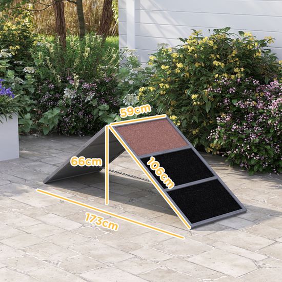 Rampe En Bois Pour Chien PawHut - Anti-dérapante, Plateau De Repos - Dimensions 188x40.5x63.5 Cm, Charge Max 35 Kg - Idéale Chiens âgés Ou à Mobilité Réduite