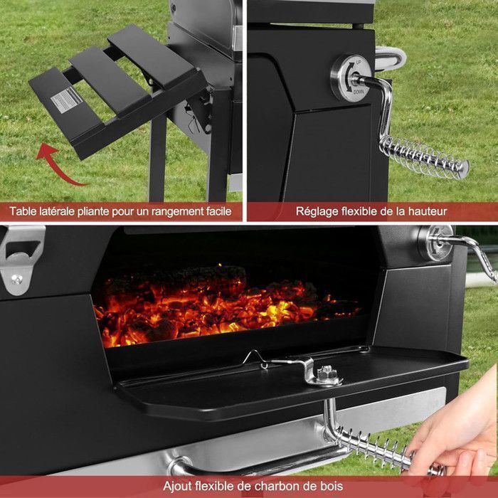 Barbecue Charbon de Bois avec Couvercle, Chariot, Bac à Charbon — free download
