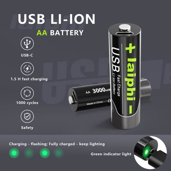 4 piles AA-Batterie Lithium-ion 1.5v, 2000 Mwh, Rechargeable, Aa, 1.5 Mah,  Pour Télécommande, Souris Sans Fi - Cdiscount Bricolage