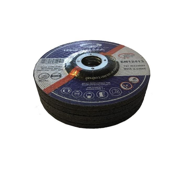 Disques à Ébarber 125x6mm - Lot De 5 Pour Meuleuse, Abrasif Acier Et Métal
