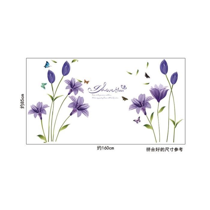 Stickers Muraux Grand Format Fleurs Glycine Dorée - Autocollant Vinyle Amovible Pour Déco Chambre, Salon
