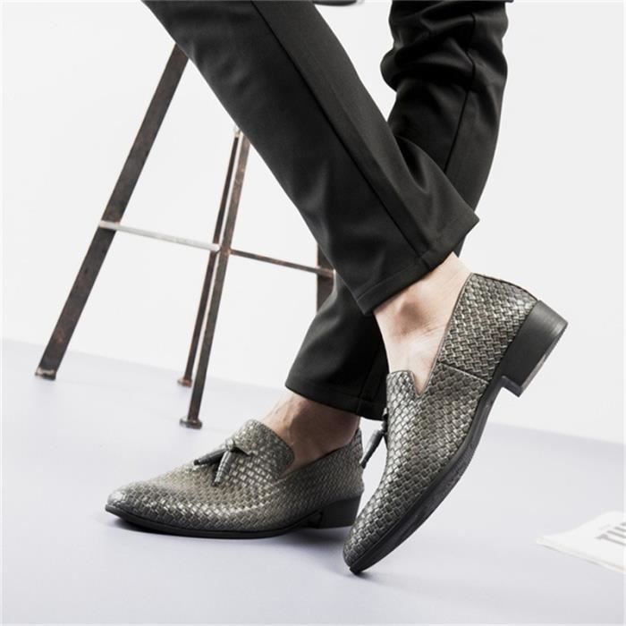 Chaussures en cuir noir pour jeunes hommes RICHELIEU
