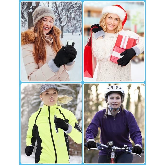 Gants Hiver Femme Chaud, Gants Ecrans Tactiles, Gants Hiver avec Doublure  Polaire Epaisse pour Conduite Jogging Vélo - Cdiscount Prêt-à-Porter