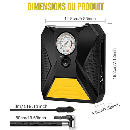 Compresseur portable FlinQ - Compresseur d'air - Gonfleur de pneu électrique pour vélo