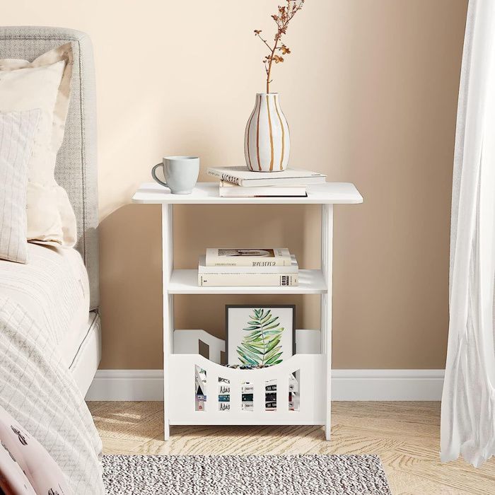 Table D'Appoint En Bois Pin 2 Étages - 40x26x55cm - Assemblage Sans Outils Pour Salon/Chambre