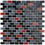 Mosaique De Verre Mix Gris Noir Rouge Sur Filet A Coller Carreler Pour Credence Ou Salle Bain Douche Mural