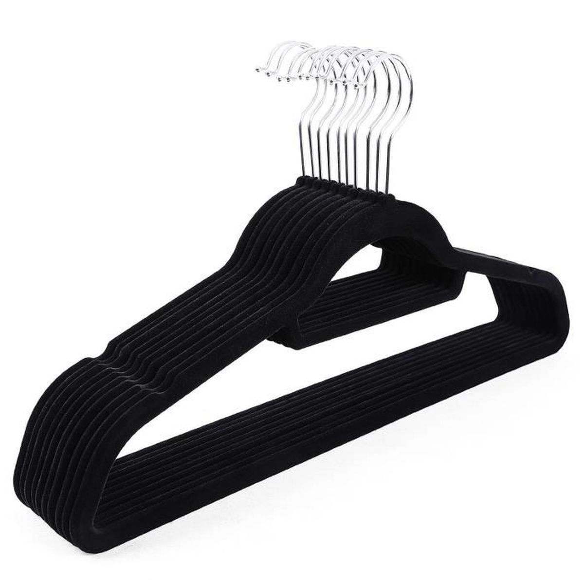 Lot 10 Cintres Velours Noir Pour Costumes – Antidérapants Durables