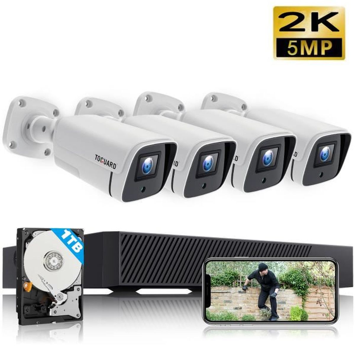 Kit Caméra Surveillance Loocam – 4 Caméras + DVR 8CH – Détection IA Humain/véhicule – SSD 500 Go - 11