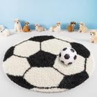 TAPISWORLD Teppium Tapis enfant rond noir blanc forme football tapis à poils longs pour chambre d'enfant taille 120 cm rond