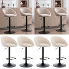 BELFOYER Lot de 4 Tabourets de Bar avec Dossier et Repose-Pieds - Pivoté à 360° - En Tissu - Hauteur Réglable - Beige