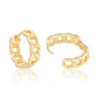 BIJOUTERIE PAPILLON BLEU Boucles d'Oreilles - Femme - Créoles - Rondes - Maille Cubaine - 18 mm - Plaqué Or Jaune 750/1000 - 3 Microns