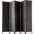 PEGANE Paravent de 5 pans tressé en fibres naturelles coloris noir - Dim : H180 x L225 cm