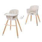ROBA Chaise Haute Évolutive 2 en 1 Style Up Wood - Réglable - Siège Rembourré - Pieds en Bois Massif + Plateau Repas - Gris