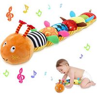 Jouet Musical en Peluche pour bébé,Jouet en Peluche avec Chenille hochet et Texture,Cadeau pour Les bébés de 0-3-6-12 Mois