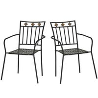 Lot de 2 chaises de jardin SALVADOR fer forgé noir orangé