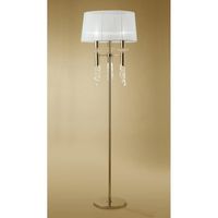 Lampadaire Tiffany 3+3 Ampoules E27+G9, doré avec Abat jour blanc & cristal transaparent