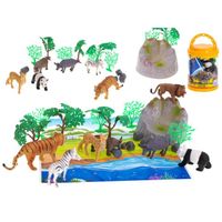 Ikonka, Figurines animaux sauvages safari 7pcs + set tapis et accessoires
