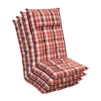 Coussin - Blumfeldt Sylt - Pour chaise de jardin à dossier haut avec appuie-tête - Polyester - 50x120x9cm - Lot de 4 - Rouge-Blanc
