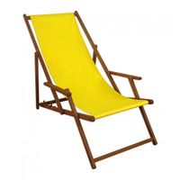 Chaise longue de jardin pliante jaune - ERST-HOLZ - modèle 10-302 - dossier réglable en 3 positions