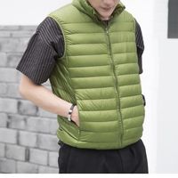 Homme Ultra Légère Doudoune Sans Manche Gilet Down Veste Manteau Zippée Hiver pour Blouson Compressible Armée Green