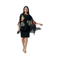 Robe femme en tissu double Slip en jersey élastique et caftan en georgette imprimé fleuri Elegant