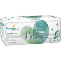 PAMPERS : Aqua Harmonie - Lingettes pour bébé au coton bio 2 x 48 lingettes
