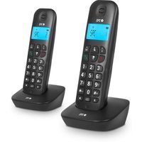 SPC Air Pro Duo – Téléphone fixe sans fil DUO avec écran lumineux, identificateur d’appel, mains libres, 20 contacts et GAP - Noir
