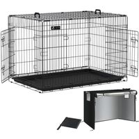 VOUNOT Cage pour chien pliable avec 2 portes verrouillable plateau amovible et housse de protection 122x75x81cm