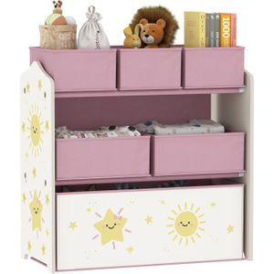 Étagère de rangement Ponteceso pour enfant avec 6 bacs ouverts blanc violet rose - Puériculture & Eveil bébé Étagère de rangement Ponteceso pour enfant avec 6 bacs ouverts blanc violet rose - Puériculture & Eveil bébé
