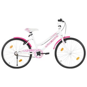 VÉLO PLIANT LeDivil- Vélo pour enfants 24 pouces Rose et blanc