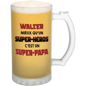 Verre à bière - Cidre Chope de bière Walter Super Héros Super Papa - cad