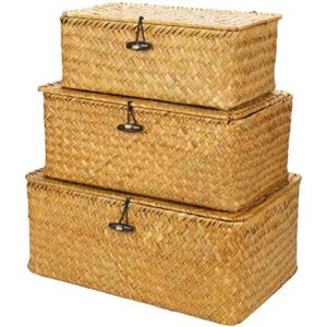 Lot de 2 Bo/îtes d/écoration cannage en Rotin L 13 et L 10 cm Collection Po/ésie /à langlaise Atmosphera