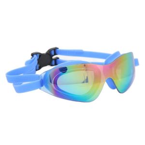 LUNETTES DE NATATION VINGVO lunettes de natation sans fuite Lunettes de natation Anti-buée, sans fuite, en Gel de silice, avec miroir sport pack Bleu
