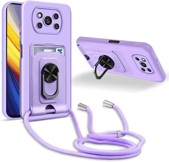 Coque Avec Cordon Pour Xiaomi POCO X3 NFC - Étui TPU Souple + Lanière Réglable 1.5m, Noir
