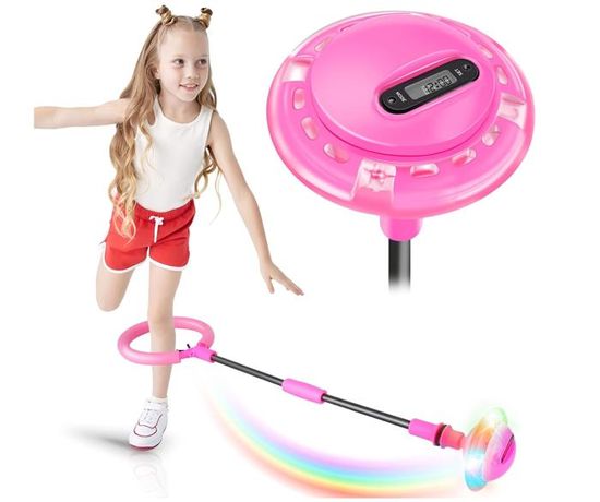 Anneau de Saut Cheville Enfant avec Compteur, Minuterie, Compteur de Calories,6 à 12 Ans (Rose) CORDE A SAUTER JOUET