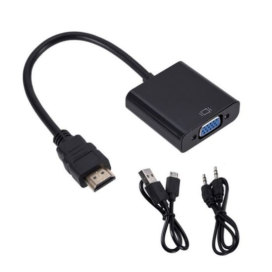 Adaptateur VGA Vers HDMI Goobay - Convertisseur Audio Vidéo Full HD 1080p Pour PC, TV Et Projecteurs