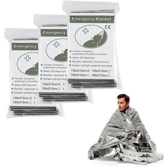 Couverture De Secours Extra Robuste 210x160cm Or Argent - Idéale Randonnée Camping Urgence