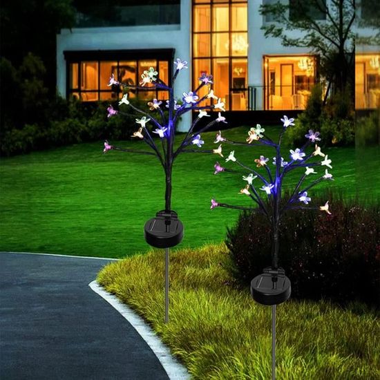 32x Lampes solaires jardin acier inoxydable multicolore lumière solaire  éclairage lumineux terrasse balcon entrée pelouse patio - Cdiscount Maison