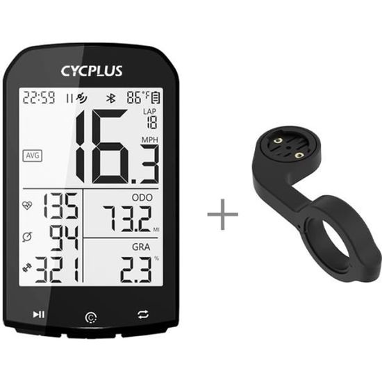 CYCPLUS Compteur de vélo GPS avec support, compteur de vélo sans fil Ant Compteur de vitesse étanche et compteur kilométrique M1 et Z2 Support de guidon
