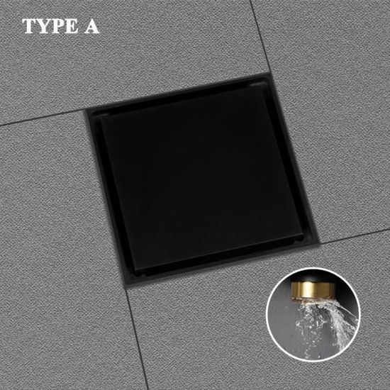 Filtre pour bonde de Douche Noir 10 cm drains de Sol en Laiton carré