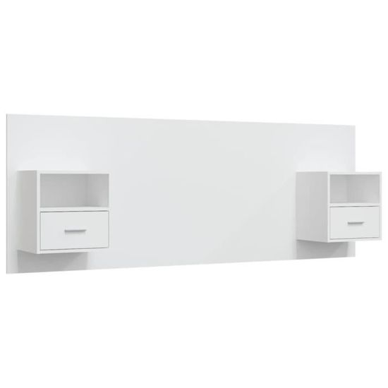 Tête De Lit Avec Armoires VidaXL - 200 Cm Blanc - Bois Ingénierie - Lampes LED RGB Intégrées