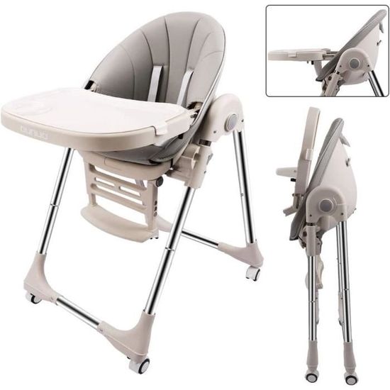 GIANTEX - GIANTEX chaise haute bébé pliable avec hauteur réglable,chaise de  repos evolutive avec repose-pieds,dossier,3 angles inclinables,double  plateau amovible pour tout-petits de 6-36 mois-beige - Chaises - Rue du  Commerce