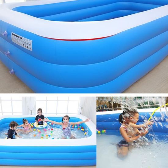 Piscine Gonflable 200x150x50 Cm Avec Appui-Tête Et Fenêtre Transparente - 440L - Idéale Jardin, Balcon & Terrasse